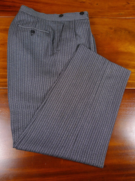 Vintage English-Cut Grey Cashmere Stripe Morning Trousers 30S