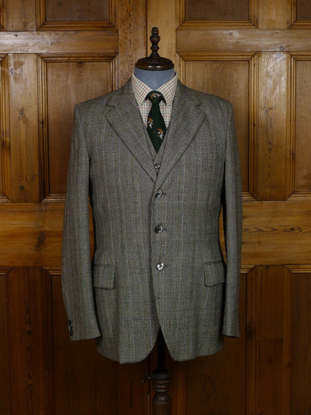 1950s Vintage Glen Check Scottish Twist Tweed Jacket & Waistcoat