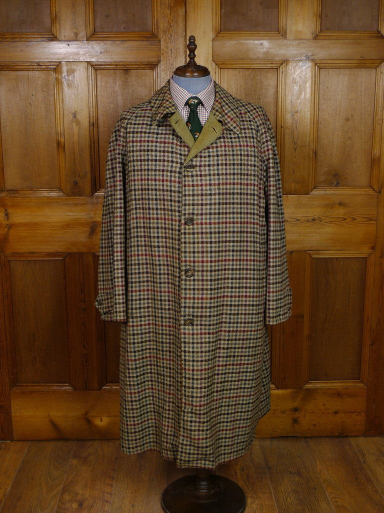 1950s Vintage Burberry Reversible Tweed Coat / Cotton Raincoat 48 